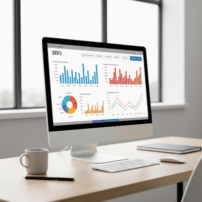 Professional SEO dashboard showing technical analysis metrics