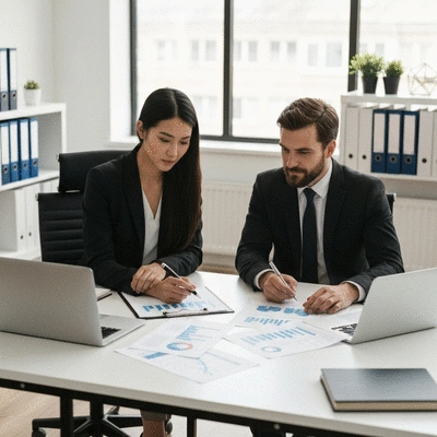 Professional business team working on digital marketing strategy