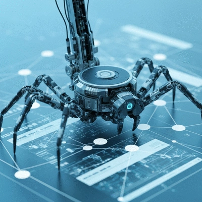 Suchmaschinen-Bot beim Durchsuchen von Webseiten