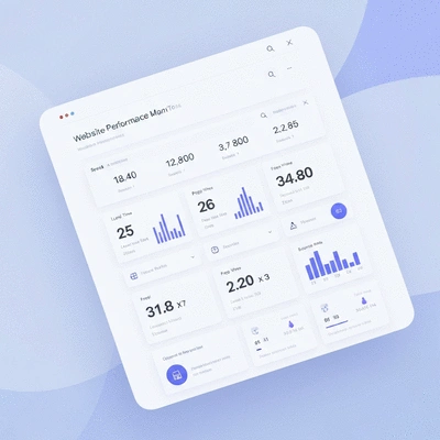 Professional website performance monitoring dashboard with speed metrics
