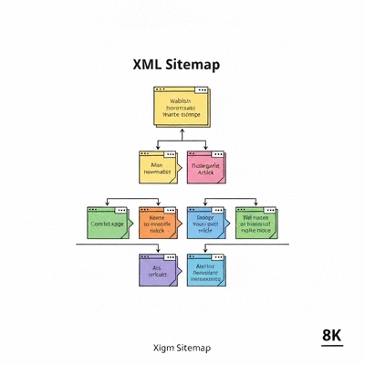Professional diagram showing XML sitemap structure with website hierarchy