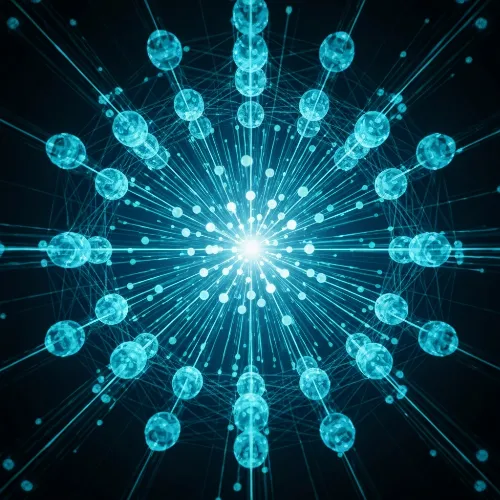 Eine abstrakte Visualisierung eines Netzwerks von verbundenen Knoten, das Linkbuilding und Autorität symbolisiert.