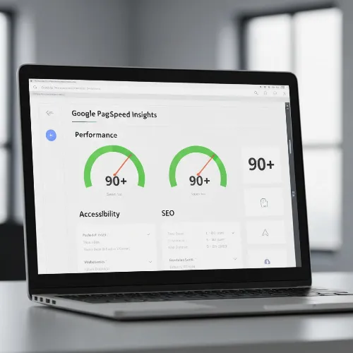 Ein Dashboard, das die Leistungsmetriken einer Website anzeigt, mit Schwerpunkt auf Ladegeschwindigkeit und Core Web Vitals.